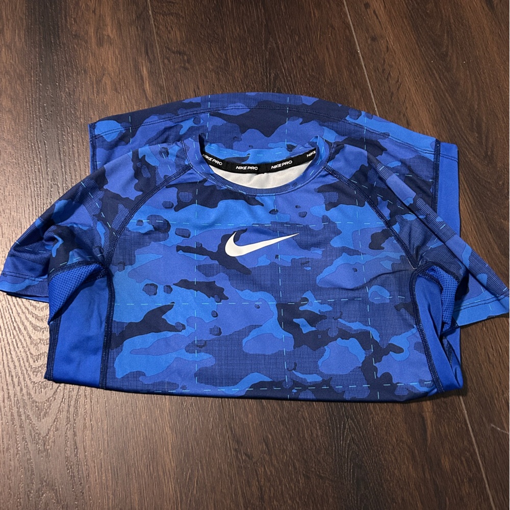 Nike Pro Blue Patterned Dri-FIT Shirt